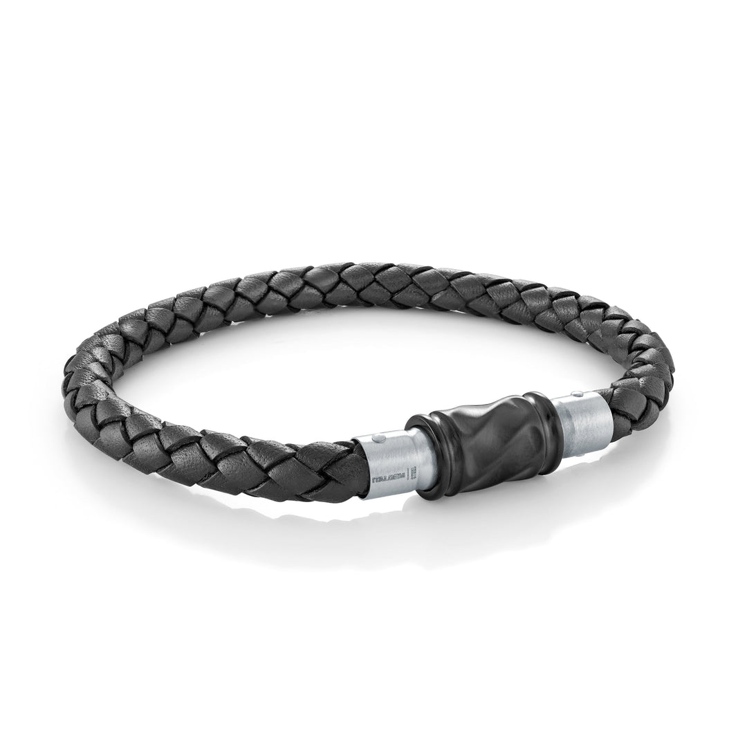 Italgem Steel 6mm Hidden Clasp Leather Bracelet