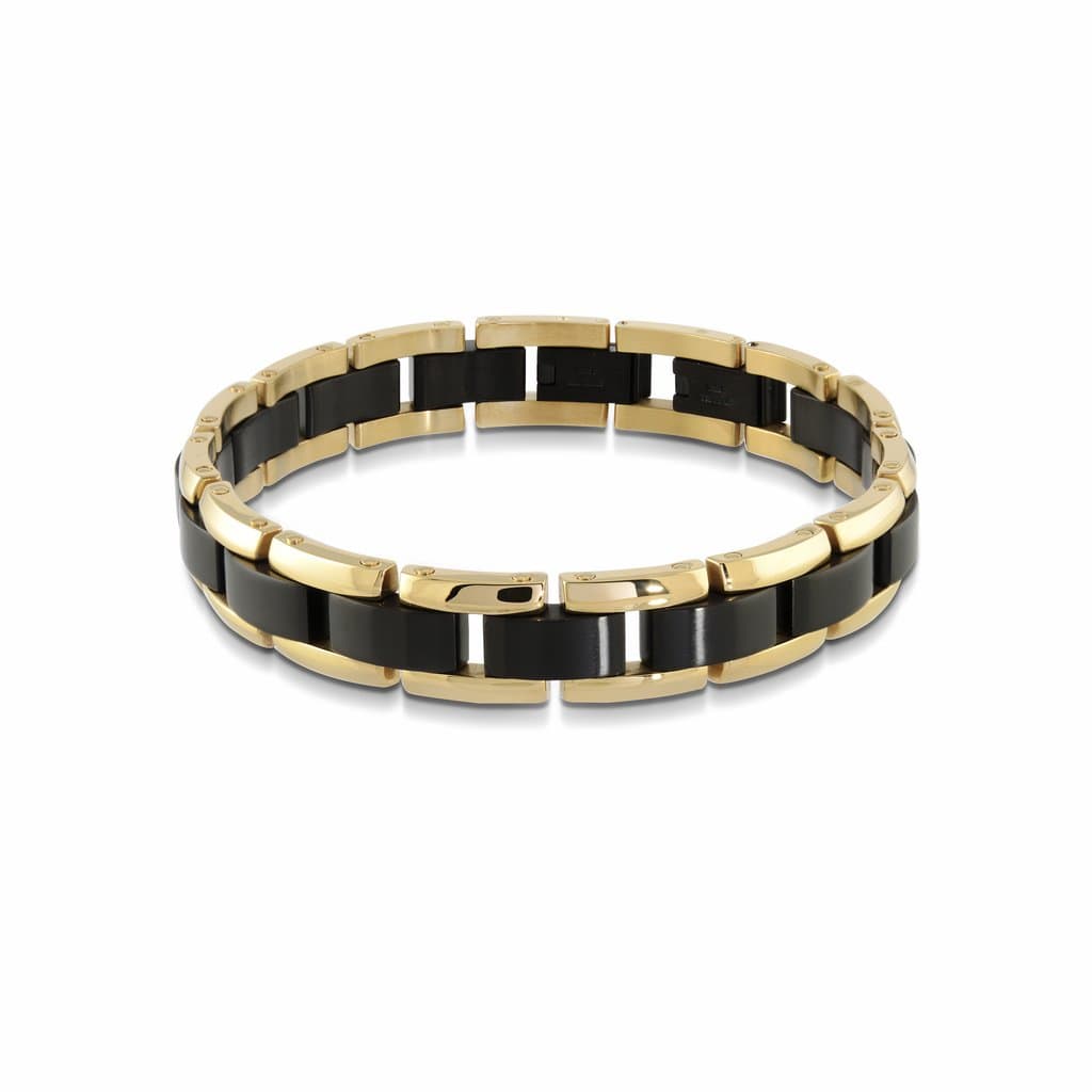 Italgem Steel Two Tone 9" 13MM Stainless Steel Bracelet.