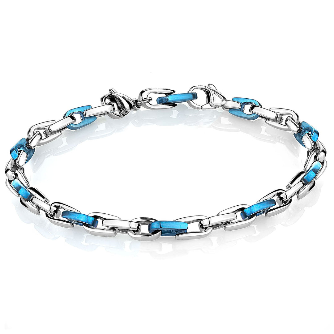 Italgem Steel Blue-Ip Matte and Polished Bracelet