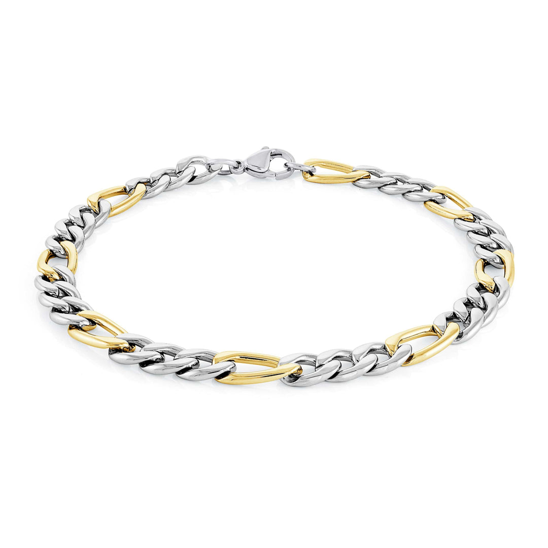 Italgem Steel Figaro Link Bracelet 6mm