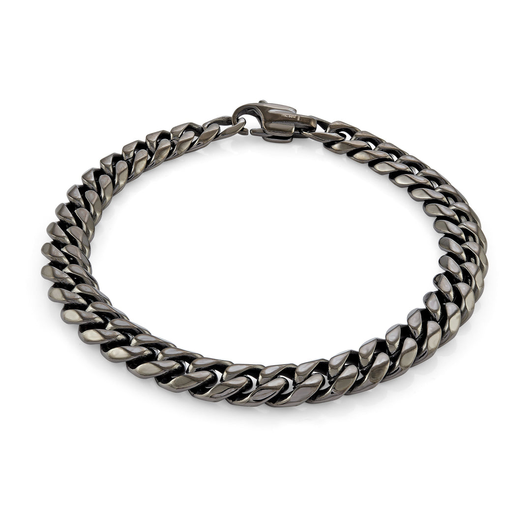 Italgem Steel Black Cuban Link Bracelet 7.7mm