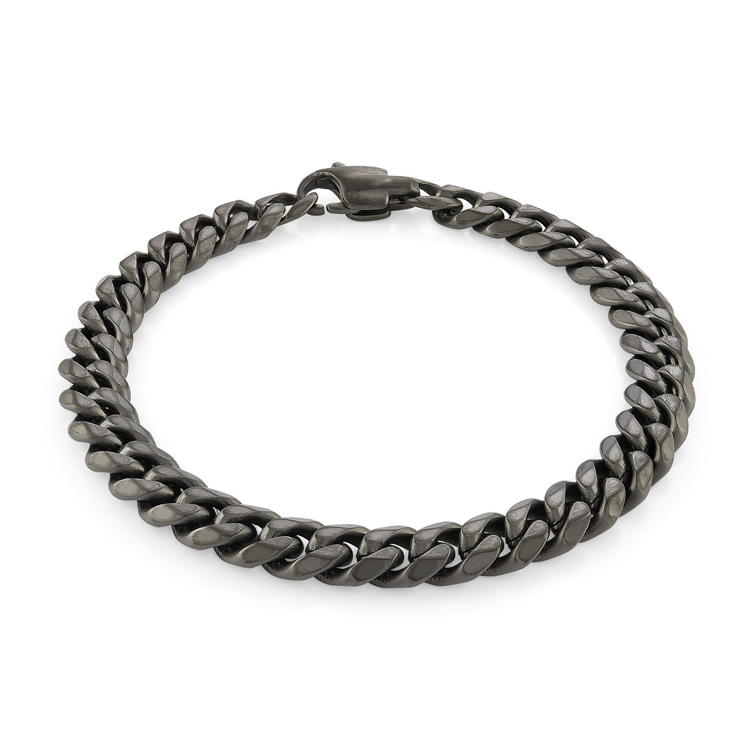 Italgem Steel Black Cuban Link Bracelet 7.7mm