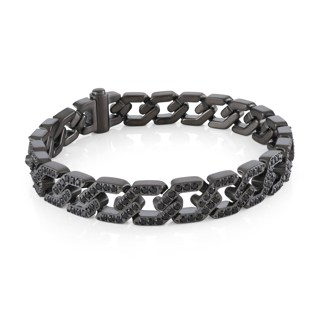 Italgem Steel Studded Hexagon Link Bracelet