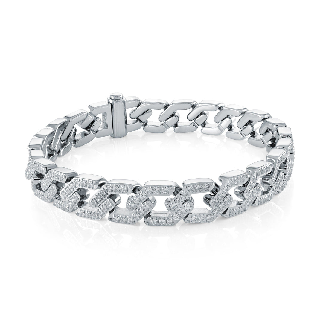 Italgem Steel Studded Hexagon Link Bracelet