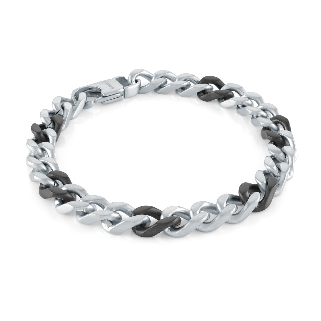 Italgem Steel Two Tone Stainless Steel Curb Bracelet 8mm