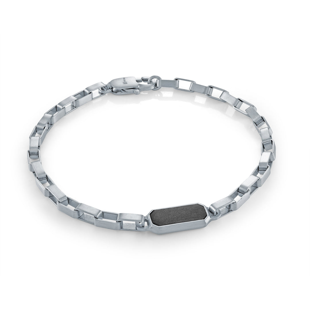 Italgem Steel Micro Carbon Fibre Steel Link Bracelet