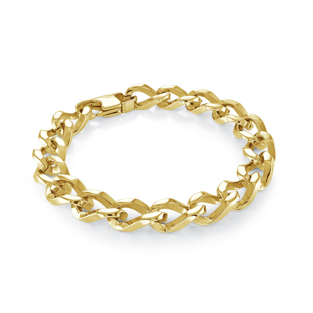 Italgem Steel 10mm Curb Wave Link Gold IP Bracelet