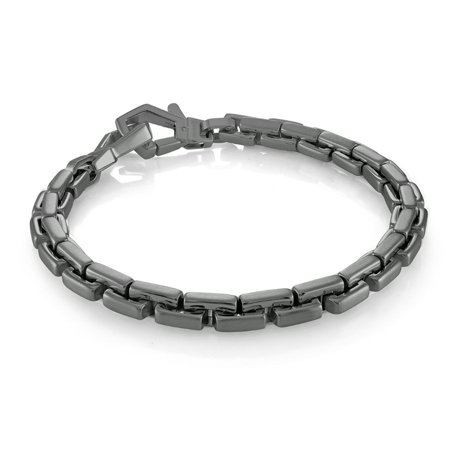 Italgem Steel 6mm Cuboid Link Matte  Gunmetal Bracelet