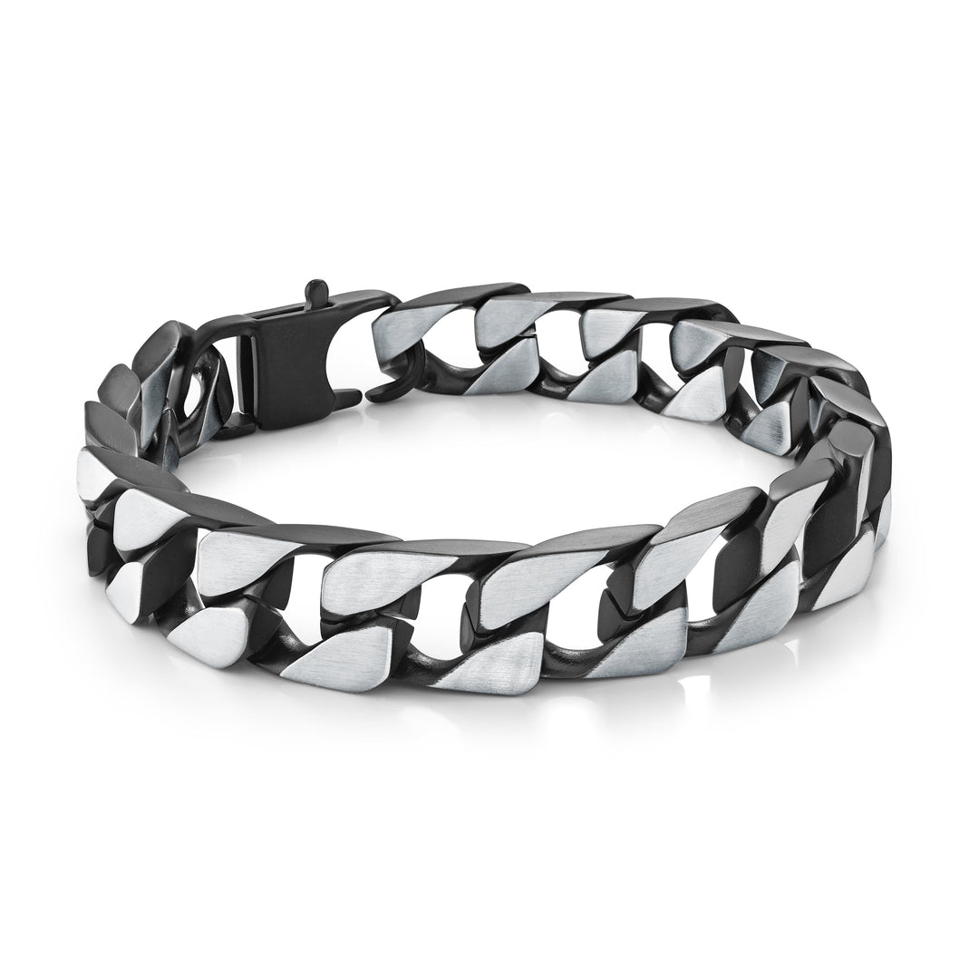 Italgem Steel Black IP 8.5" 11.3mm Flat Curb Bracelet