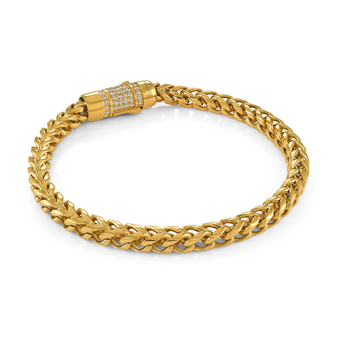 Italgem Steel 6mm Franco Studded Bracelet