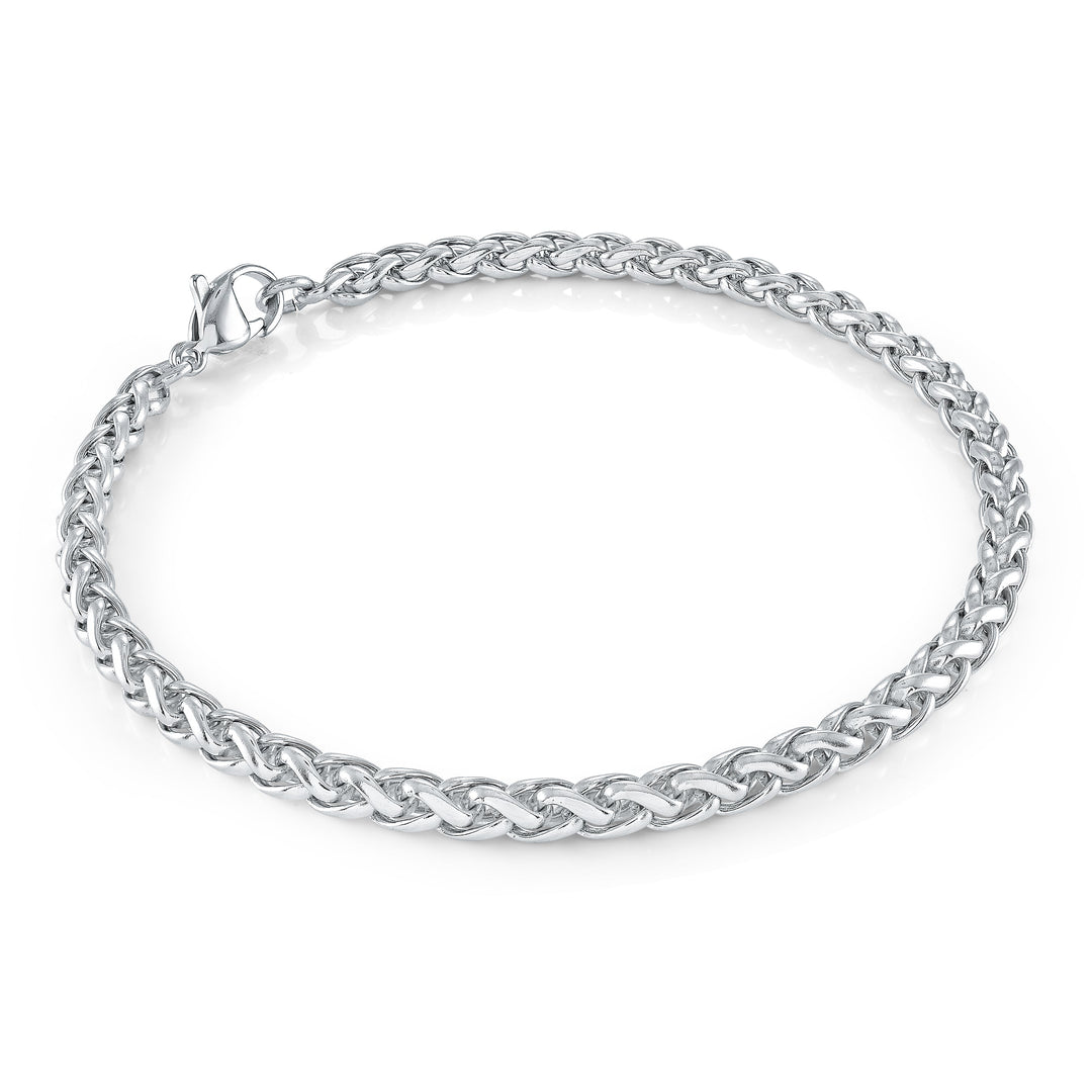 Italgem Steel 4mm Wheat Link Bracelet