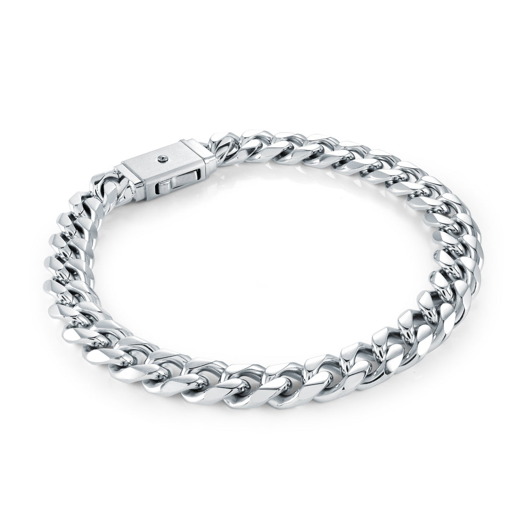 Italgem Steel 8mm Classic Curb Box Clasp Bracelet
