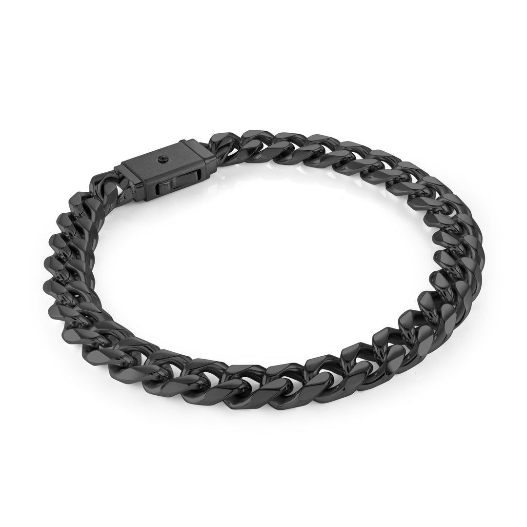 Italgem Steel 8mm Classic Curb Box Clasp Bracelet