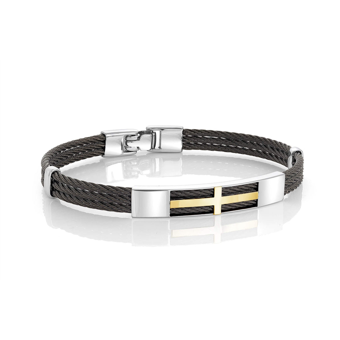 Italgem Steel Cross Cable Bracelet