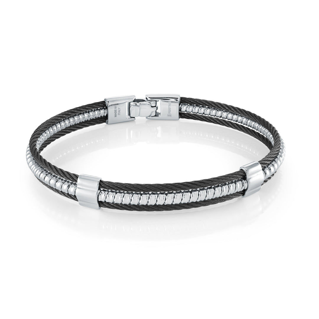 Italgem Steel 3 Row Coil Cable Bangle