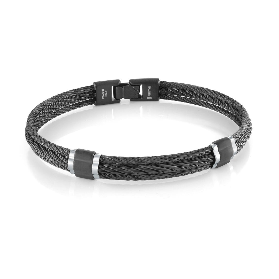 Italgem Steel Double Black Cable Bangle