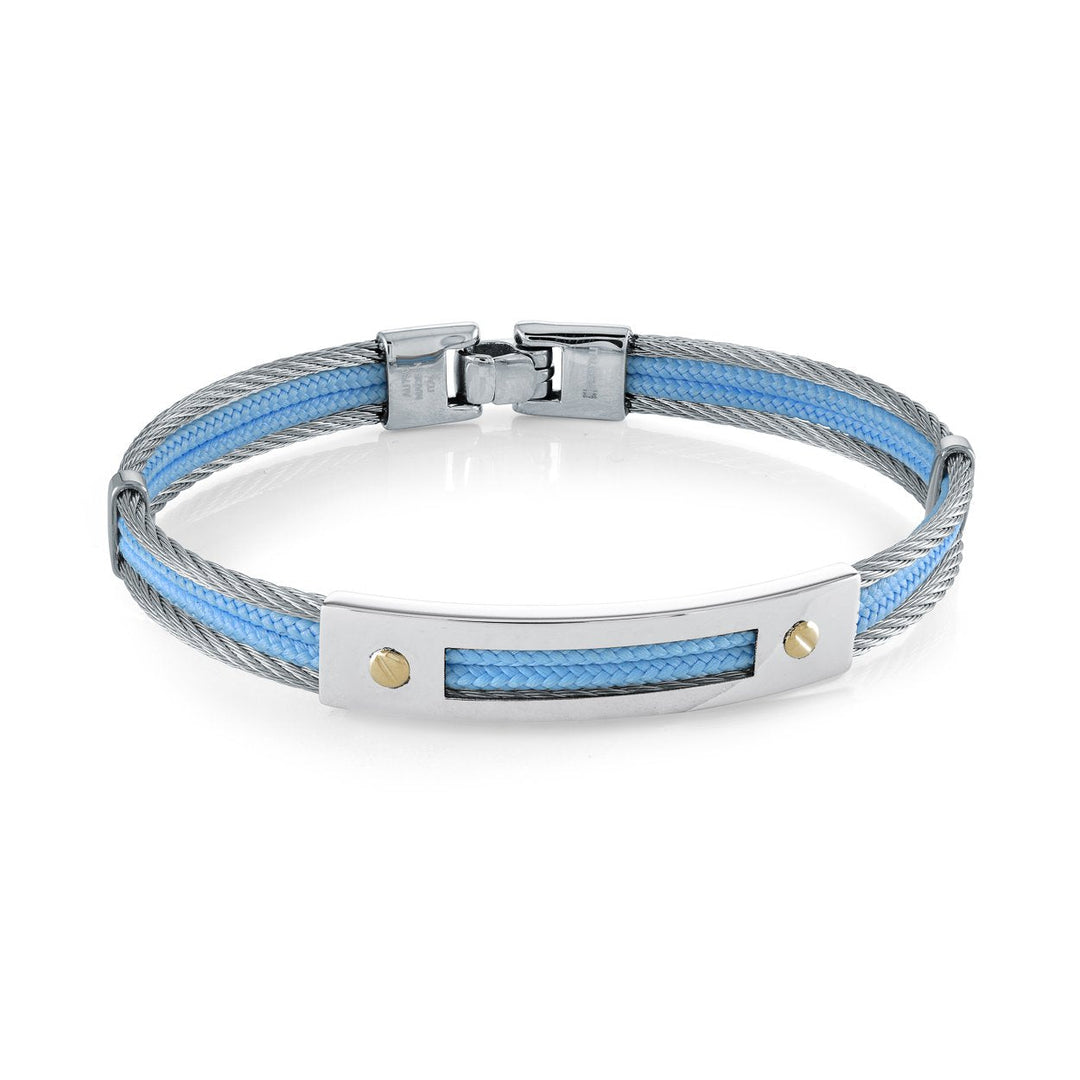 Italgem Steel 18K Gold Accent 4 Row Cable