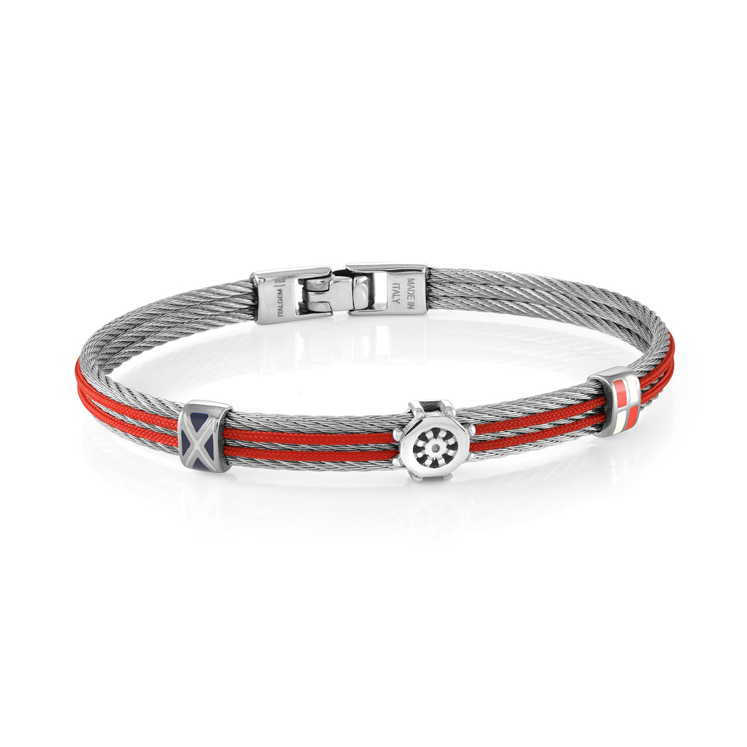 Italgem Steel Red Ship Wheel Bangle