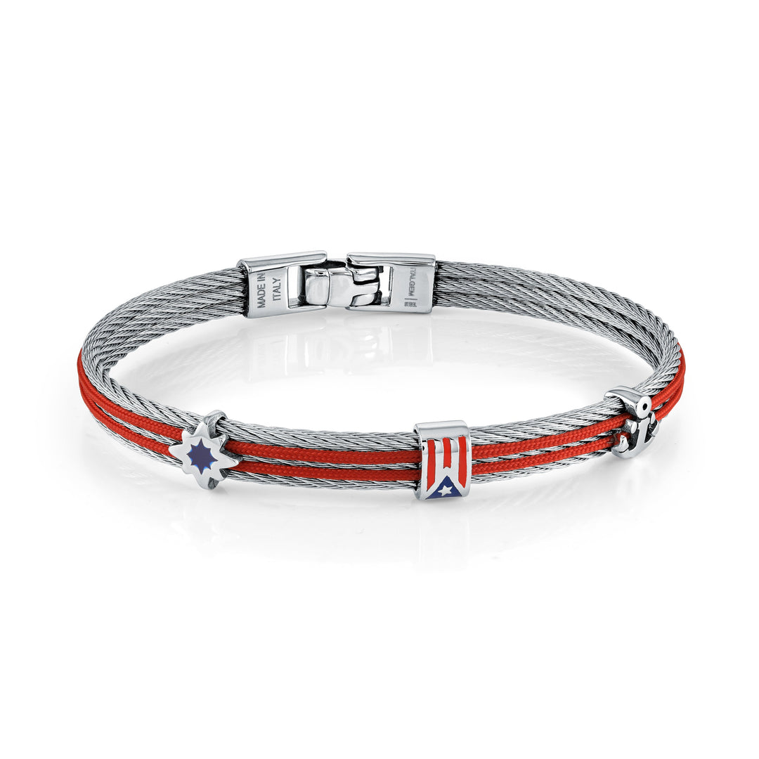 Italgem Steel Puerto Rico Cable Cord Bracelet