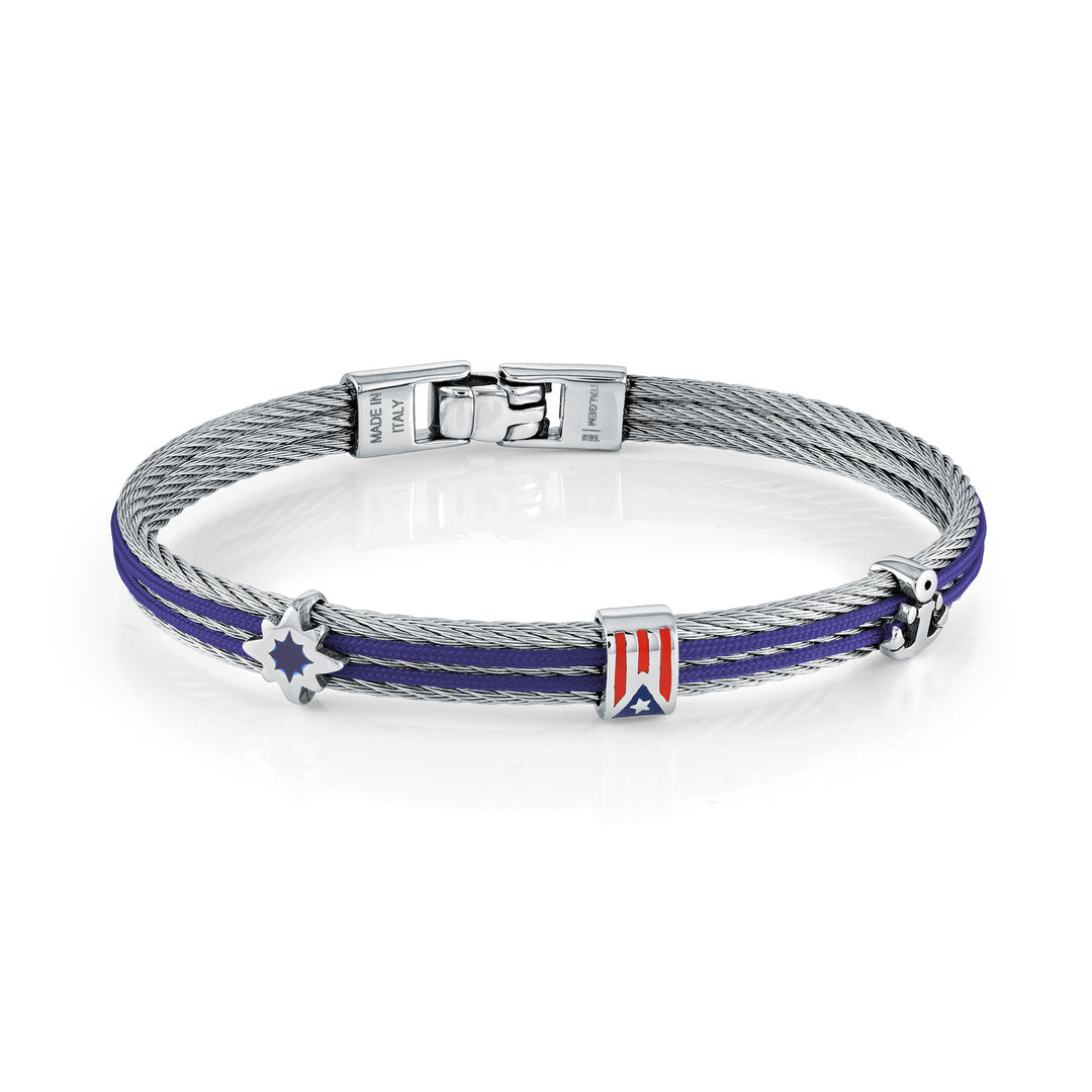 Italgem Steel Puerto Rico Cable Cord Bracelet