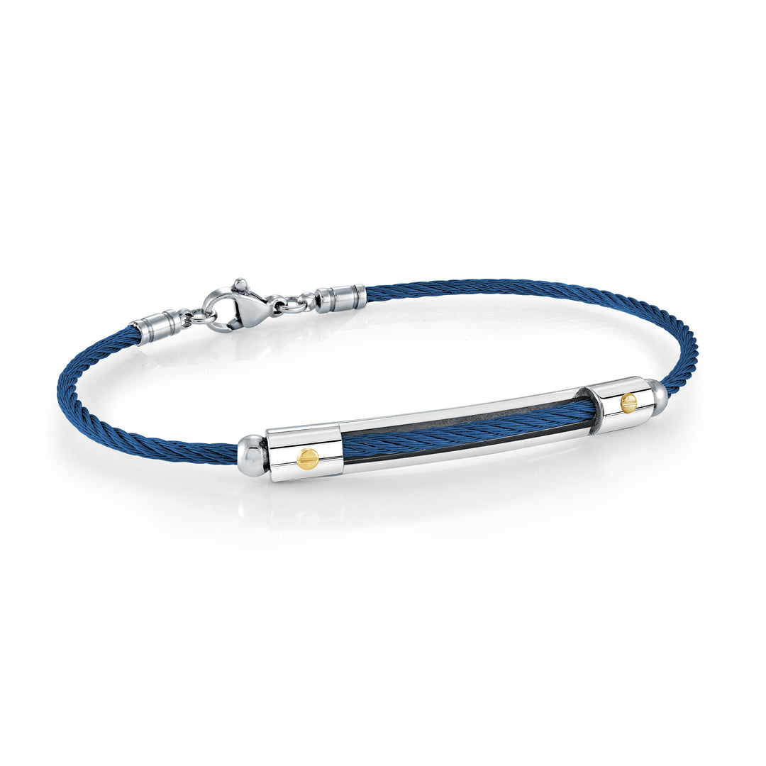 Italgem Steel Micro Cable 14K Ip-Gold Accents Bracelet