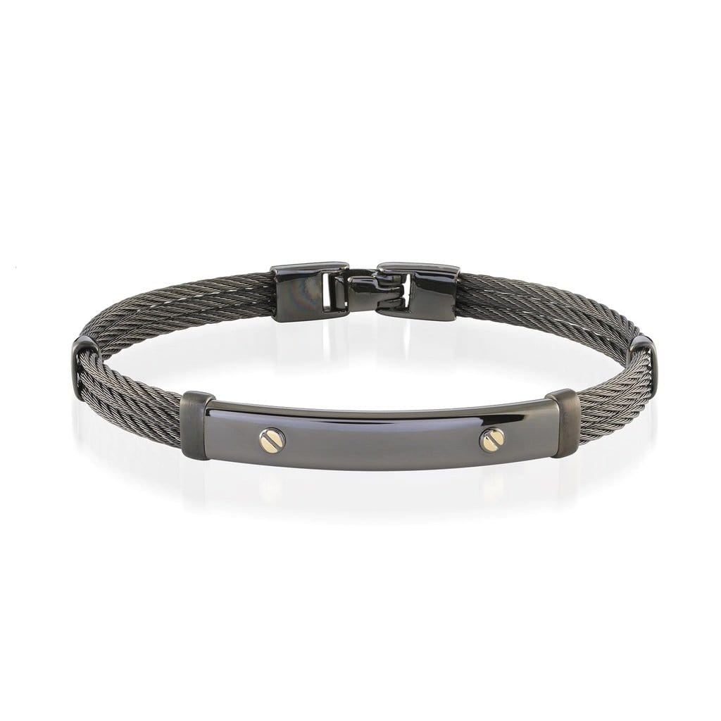 Italgem Steel 18k Gold Accent Cable Bracelet 7mm