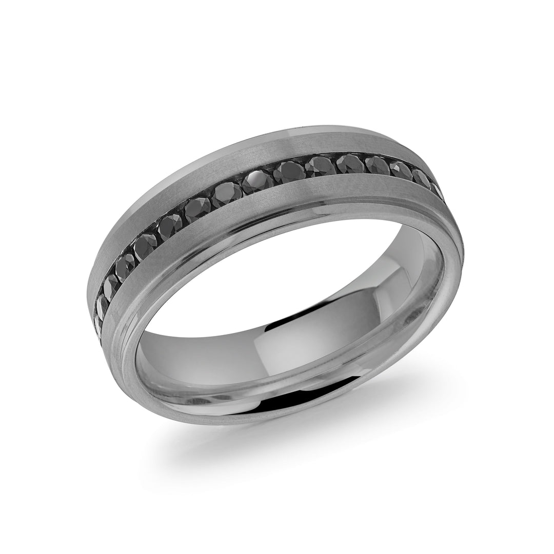 Italgem Steel Gem Lined Ring 7mm
