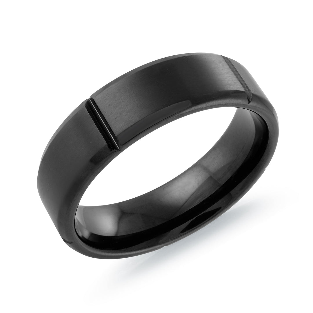 Italgem Steel Black Grooved Steel Ring 6.5mm