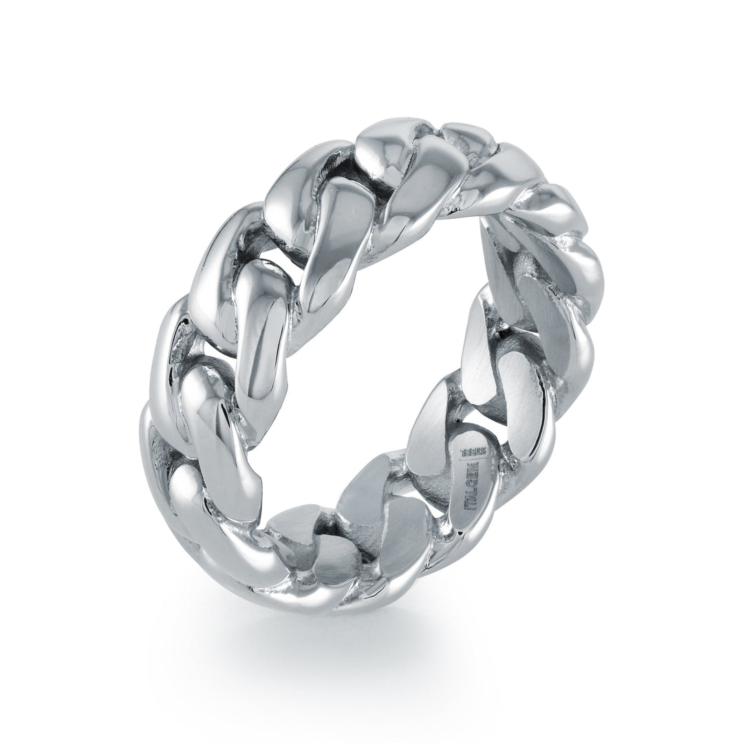 Italgem Steel Cuban Ring 8mm