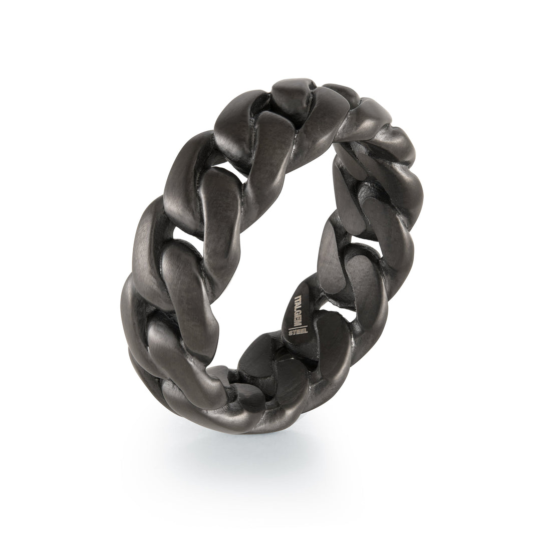 Italgem Steel Cuban Ring 8mm