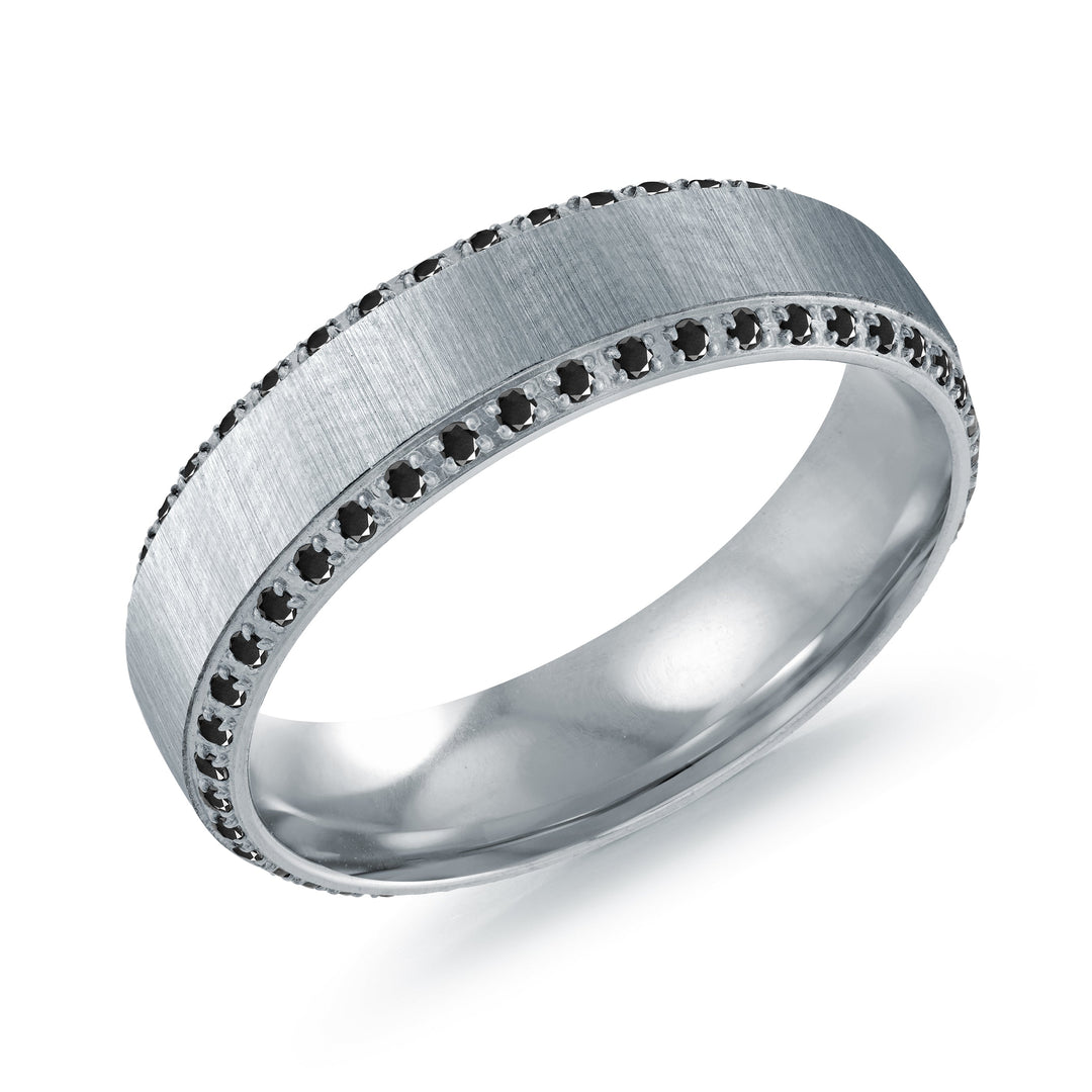 Italgem Steel Studded Bevel Ring 6mm