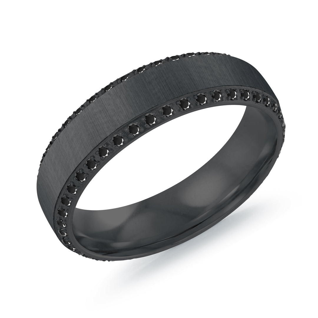 Italgem Steel Studded Bevel Ring 6mm
