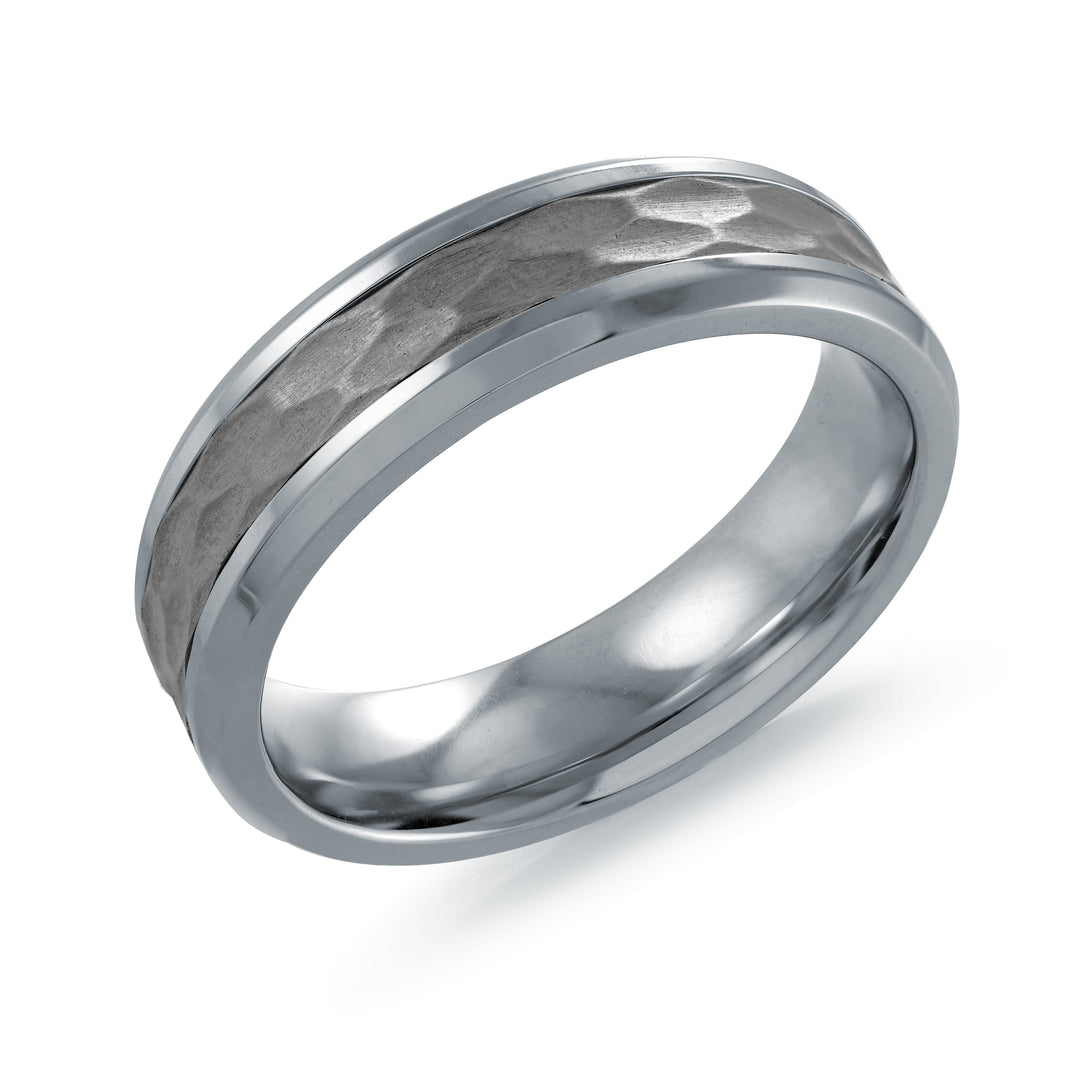 Italgem Steel 6mm Hammered Centre Steel Ring