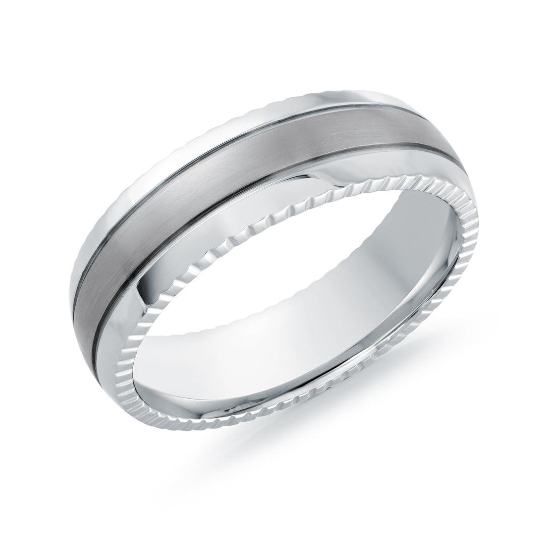 Italgem Steel 6.5mm Carved Edge Steel Ring