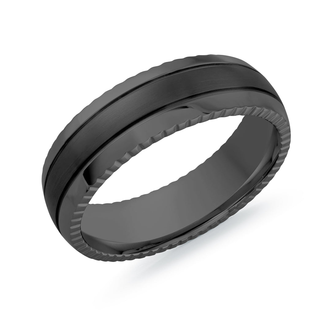 Italgem Steel 6.5mm Carved Edge Steel Ring