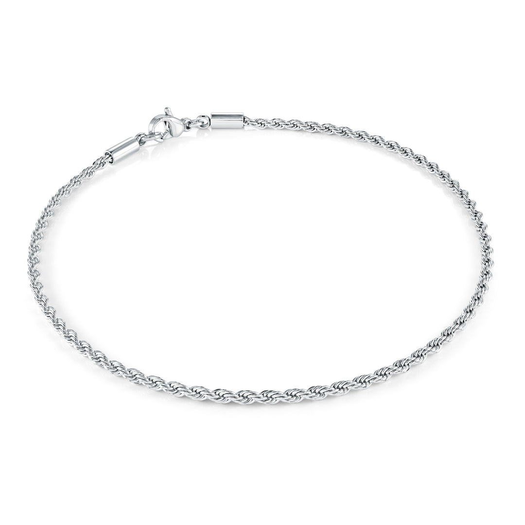 Veloria Steel 10" 2mm Rope Link Anklet
