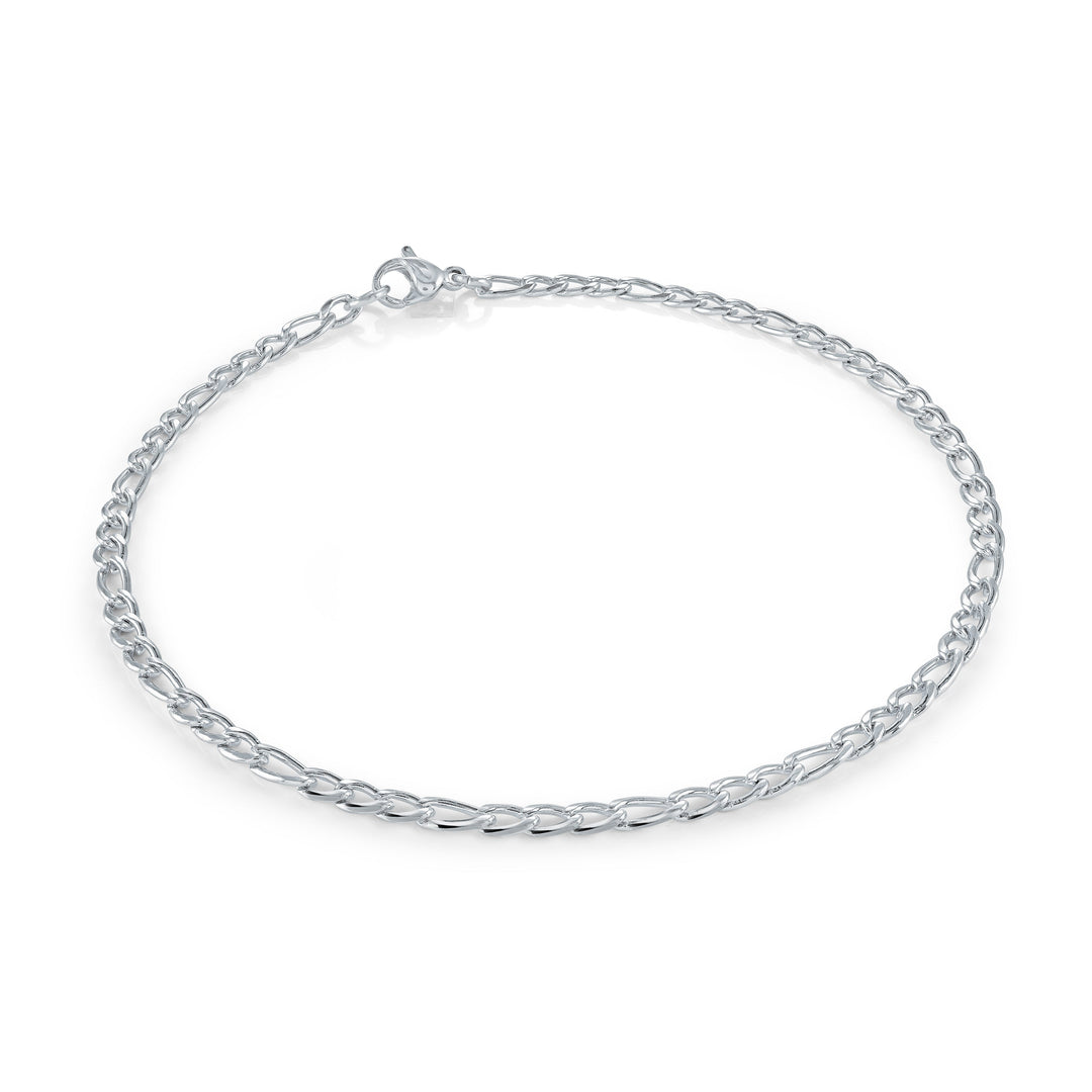 Veloria Steel 10" 3mm Figaro Anklet