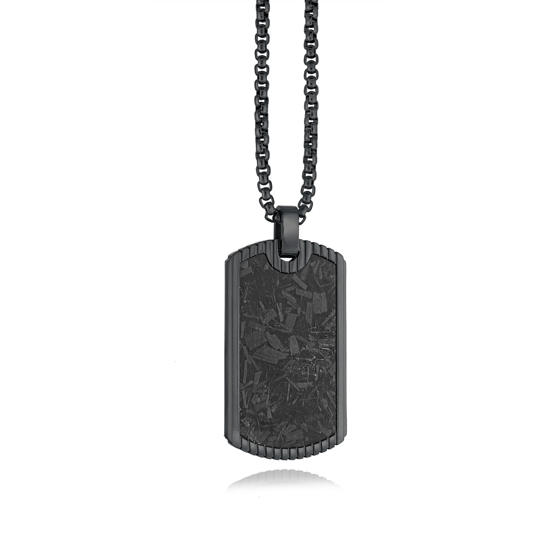 Italgem Steel Carbon Fibre Dog Tag Pendant