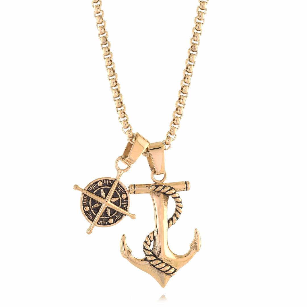 Italgem Steel Anchor &amp; Compass Pendant