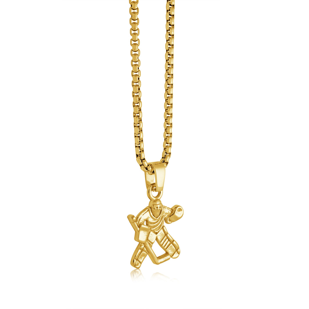 Italgem Steel Gold IP 22"  Hockey Goalie Necklace.