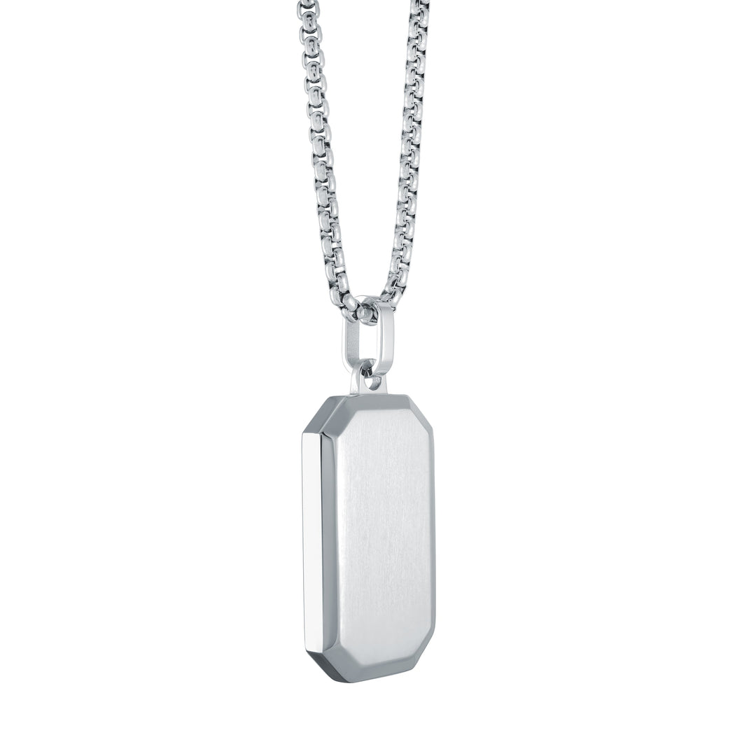 Italgem Steel Stainless Steel Brushed &amp; Polished Octagon Dog Tag 22" Necklace