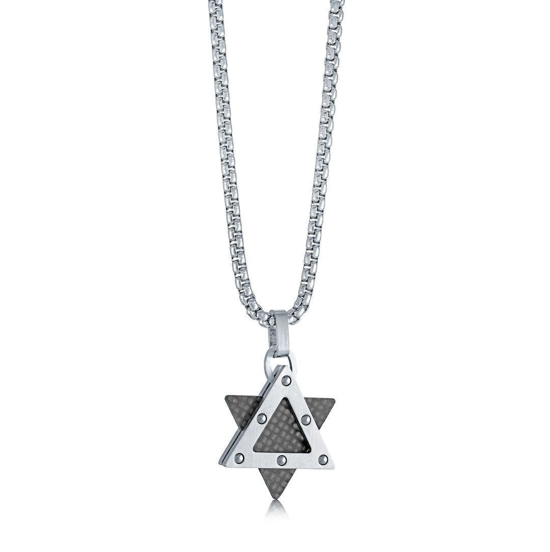 Italgem Steel Carbon Fibre Star of David Pendant