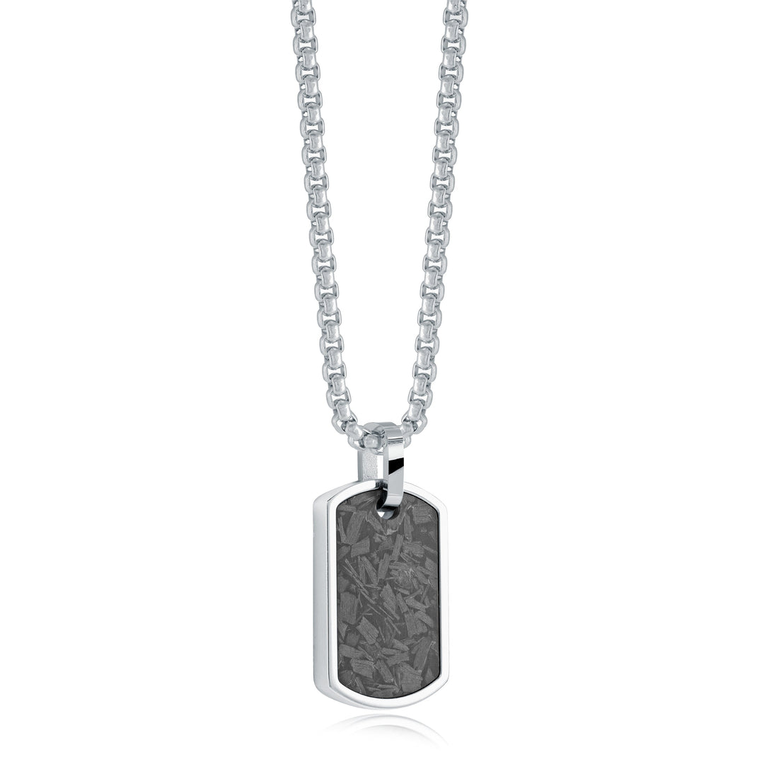 Italgem Steel Stainless Steel Carbon Fibre Dog Tag 22" Necklace