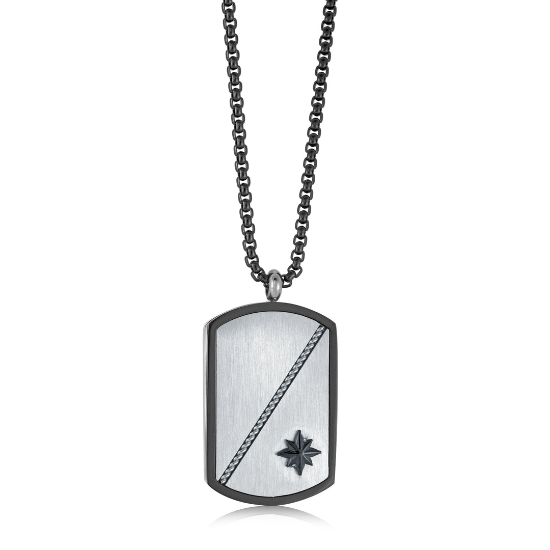 Italgem Steel Edgy North Star Cable Dog-Tag Pendant
