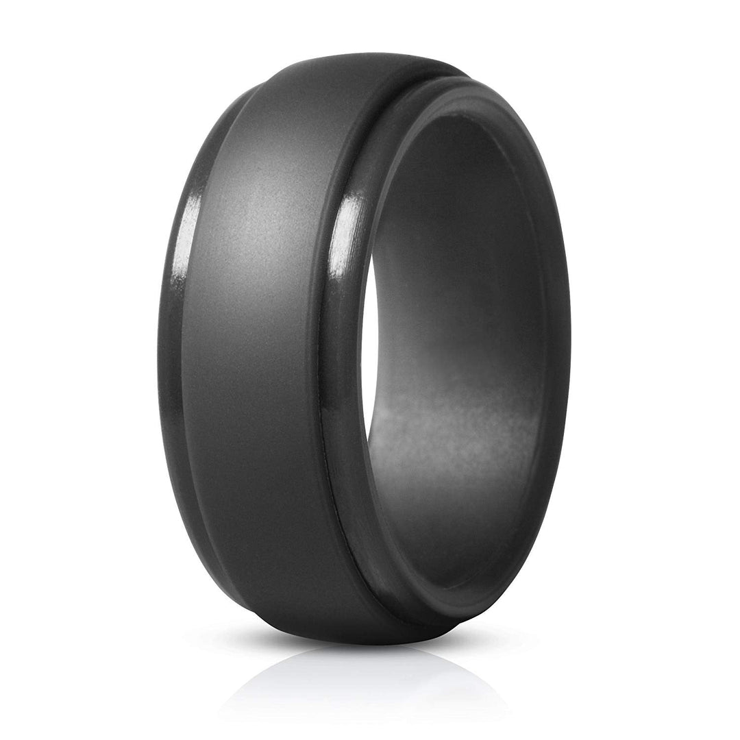 Italgem Steel Black Edge Silicone Ring