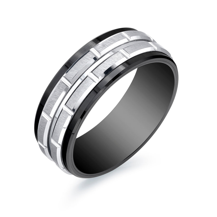 Italgem Steel Double Rectangle Center Ring 8mm