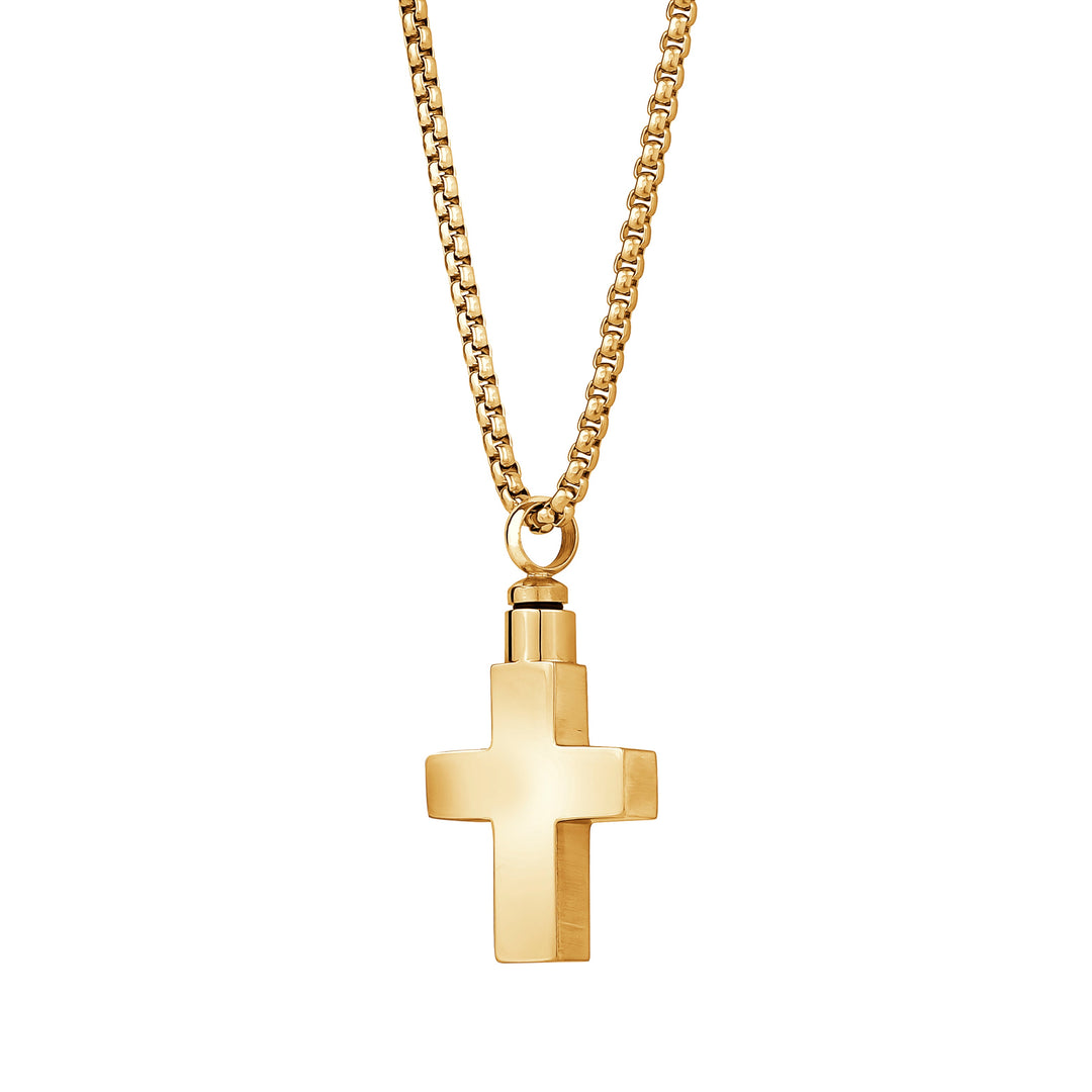 Italgem Steel Polished Brushed Cross Urn Pendant