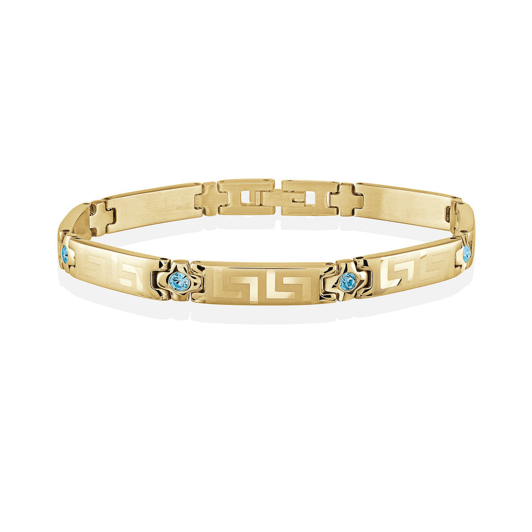 Italgem Steel Greek Key Gem Bracelet