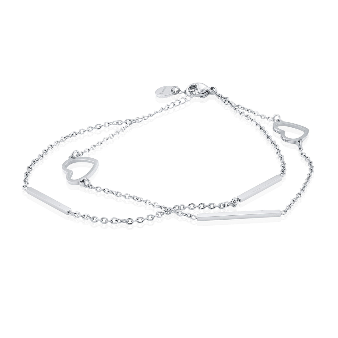Italgem Steel Double Wrap Heart Bracelet
