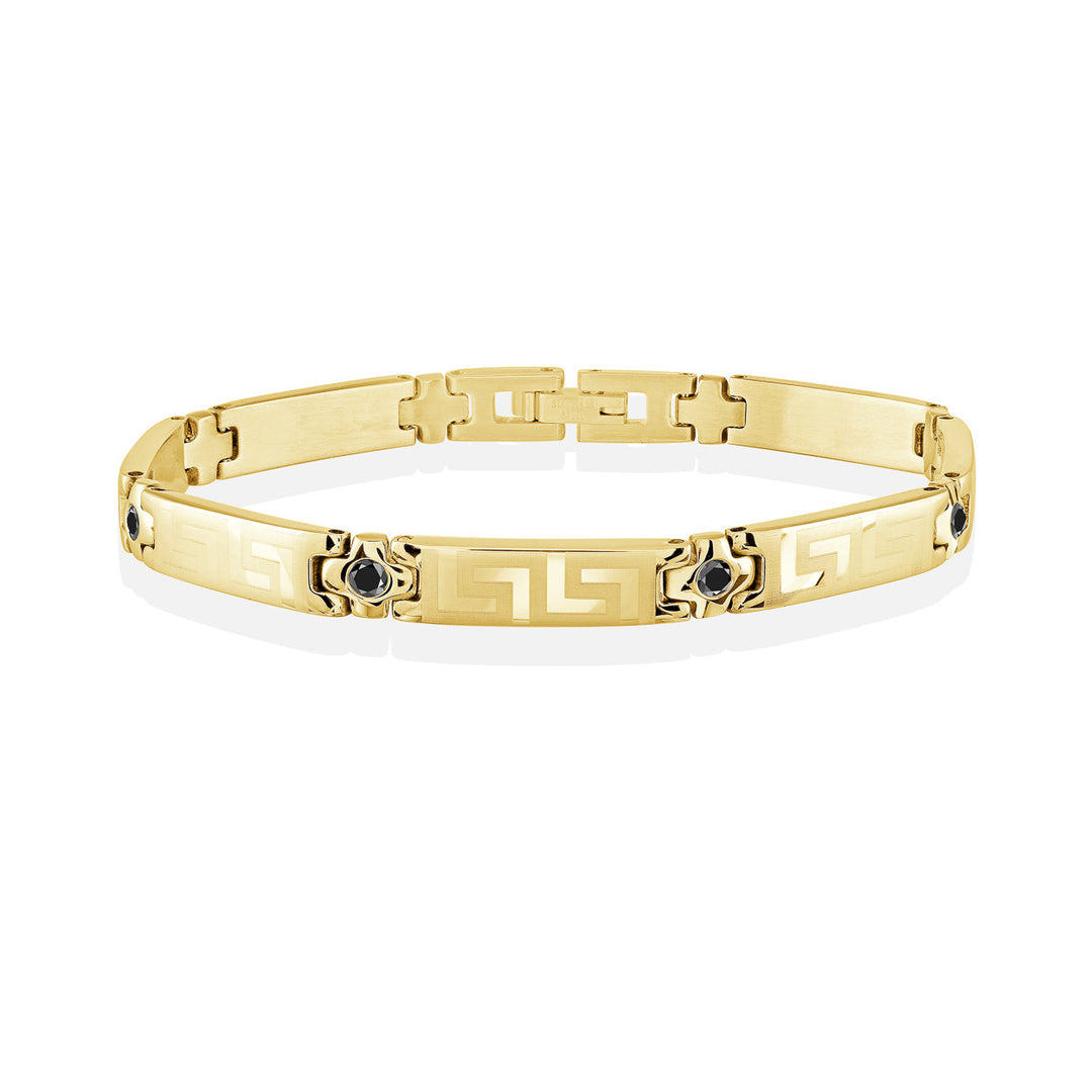 Italgem Steel Greek Key Gem Bracelet